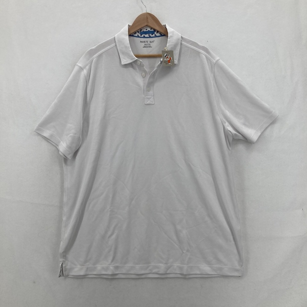Marti Kat Polo Shirt Mens 2XL White Modal Blend Soft Performance Golf Casual NWT